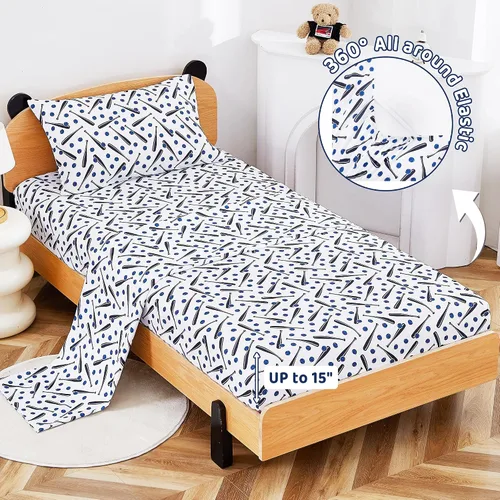 Vista 6 de Viviland 3 Pieces Boys Twin Sheets Set Kids, Baseball Printed Sheets