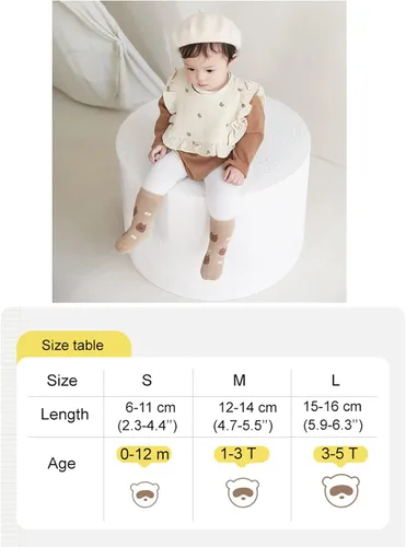 Vista 7 de Calcetines antideslizantes para bebés, calcetines cálidos y gruesos antideslizantes para niñas y niños, recién nacidos, 5 pares
