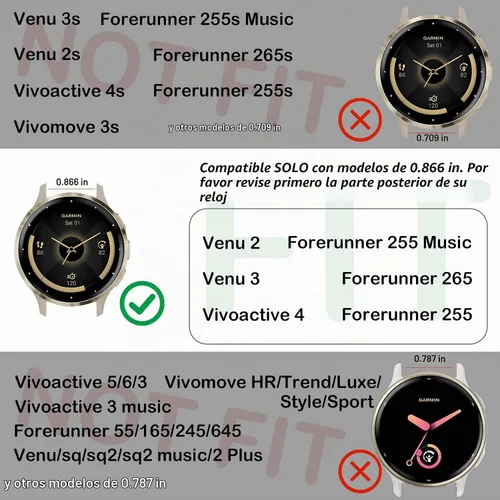 Vista 2 de Paquete de 5 correas elásticas de nailon de 0.866 pulgadas compatibles con Garmin Venu 3/2, Forerunner 265/255/Vivoactive 4, correa de repuesto