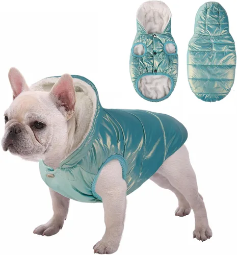 Vista 12 de Sudadera con capucha de vellón, abrigo impermeable resistente al viento, chaqueta cálida de invierno, ropa para mascotas para clima frío, chaleco