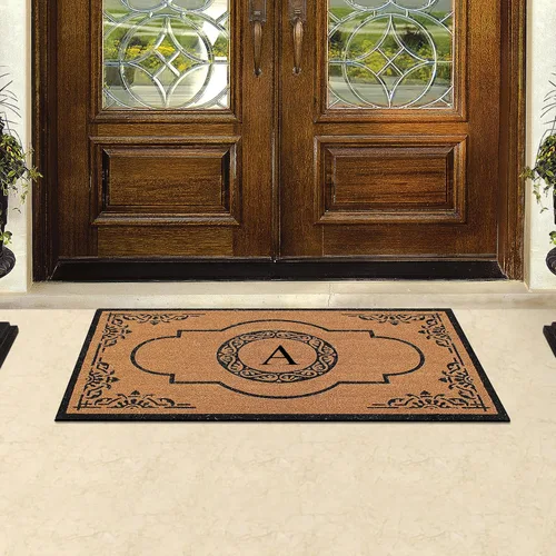 Vista 6 de A1HC - Tapete de puerta con monograma de fibra de coco natural para puerta delantera, 30 x 48 pulgadas, resistente y resistente al desprendimiento