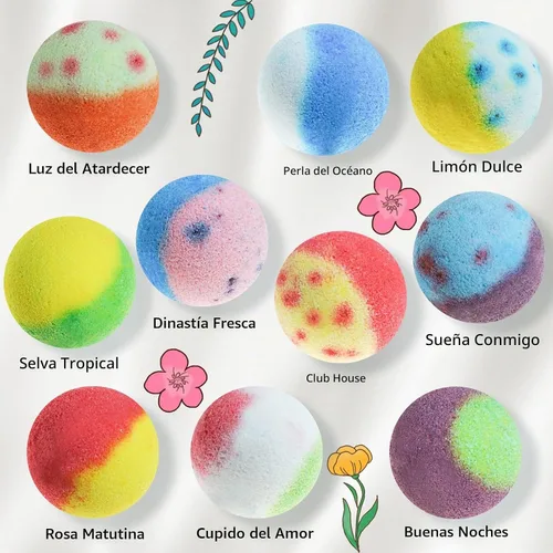 Vista 2 de Set de regalo de bombas de baño, 10 bombas de baño de burbujas orgánicas