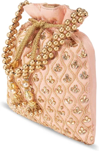 Vista 9 de Aheli Potli Monederos para mujer, hecho a mano, bolso de noche, elegante pulsera de moda nupcial