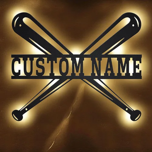 Vista 7 de Nombre Personalizado 7 Colores Lámpara de Béisbol Arte de Pared de Béisbol Personalizado Luz Nocturna Letrero de Nombre LED Regalo para Hombres