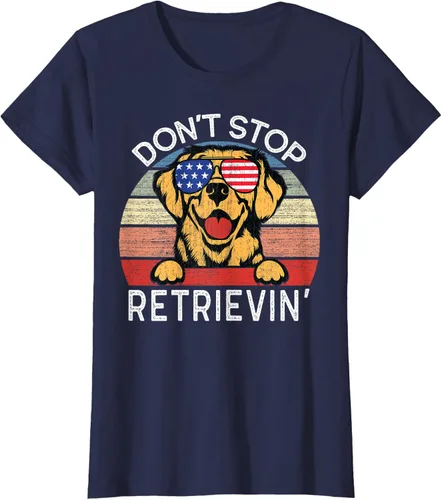 Vista 37 de Don't Stop Retrievin' Golden Retriever Dog Camiseta, Negro