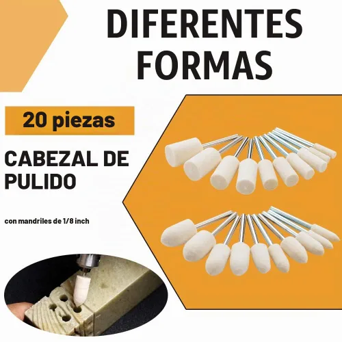 Vista 5 de Rueda de pulido para Dremel, 80 unidades, para kit de pulido Dremel, rueda de pulido de fieltro de lana para accesorios de herramientas rotativas