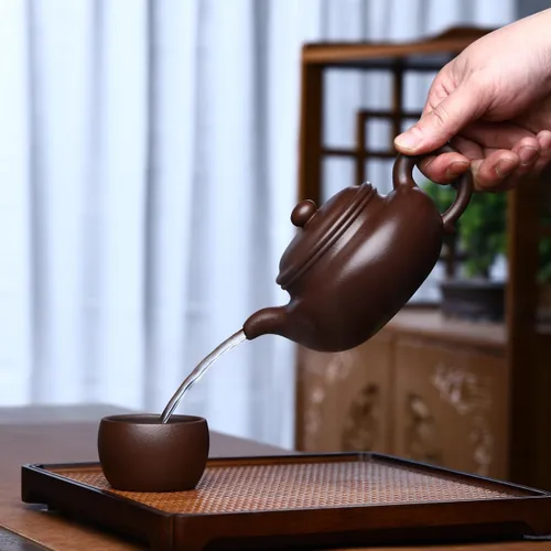 Vista 6 de Fine Zisha Teapot Series, china genuina hecha a mano Yixing Purple Clay Tea Pot de 12.8 onzas, infundir té Kungfu Brew (Fanggu)