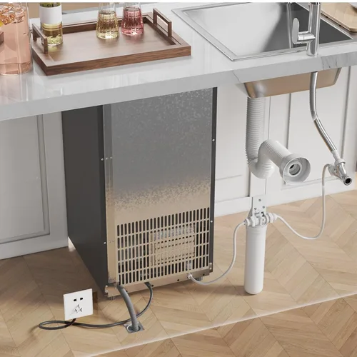 Vista 4 de Coolake Máquina de Hielo Comercial Bajo Mostrador de 15 Pulgadas, 100 lbs/Día de Acero Inoxidable Empotrable Independiente con Contenedor