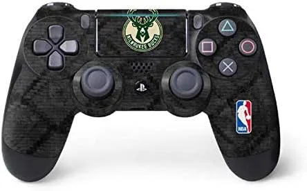 Vista 6 de Skinit Calcomanía para juegos compatible con PS4 Pro/Slim Controller, con licencia oficial de la NBA Milwaukee Bucks Animal Print Black Design