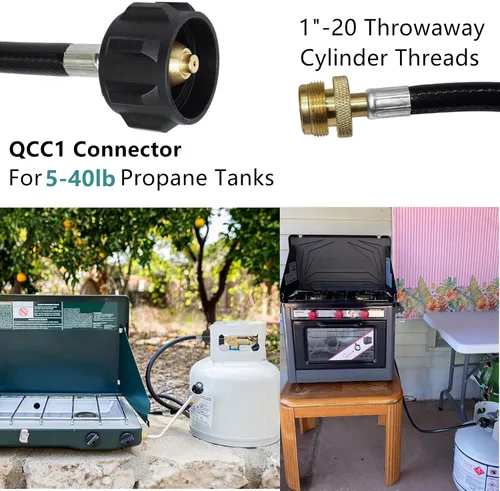 Vista 3 de Adaptador de tanque de propano, reemplazo de manguera para el tanque de gas LP QCC1/tipo1 con certificación CSA, conecta los aparatos de propano a