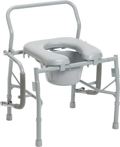 Vista 3 de Drive Medical Silla cómoda para inodoro con asiento acolchado y brazos, gris