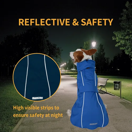 Vista 5 de Chubasquero ajustable impermeable para perros, chaqueta de lluvia ligera para mascotas para cachorros con tira reflectante para perros pequeños
