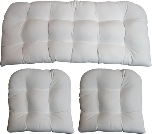 Vista 63 de RSH DECOR: Sunbrella - Juego de 3 cojines de mimbre copetudos 41 x 19 pulgadas y 19 x 19 pulgadas Fabricado con tela de rendimiento Sunbrella