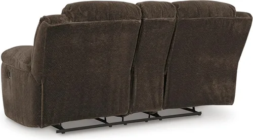 Vista 11 de Signature Design by Ashley Frohn - Sofá biplaza reclinable doble manual moderno con consola, almacenamiento y portavasos, color marrón oscuro