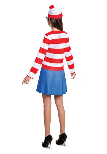 Vista 2 de Disfraz de Adulto de Wenda a Rayas de ¿Dónde está Wally? Multicolor