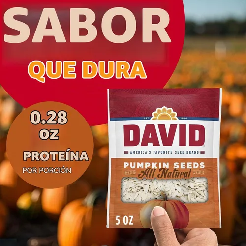 Vista 3 de DAVID Semillas de calabaza totalmente naturales, 5 oz. (paquete de 12)