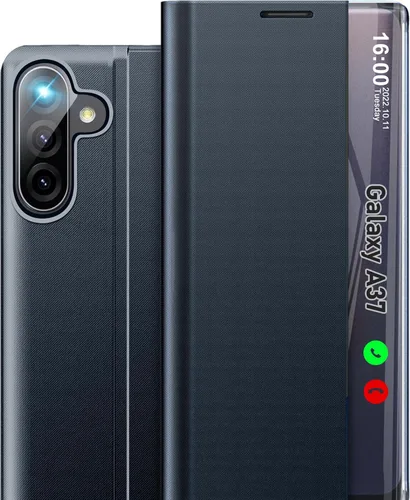 Vista 81 de Funda de teléfono para Samsung Galaxy A16 5G, Clear View Window Funda delgada de lujo para teléfono Galaxy A16 con soporte, funda protectora