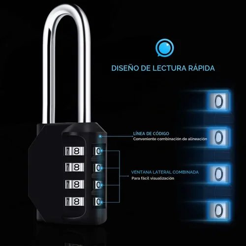 Vista 2 de Diyife Paquete de 3 candados de combinación de grillete de 2.6 pulgadas