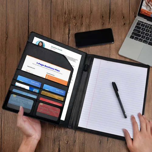 Vista 7 de Cacturism Padfolio - Carpeta portafolio, plegable tamaño carta, organizador profesional de cuero sintético para mujeres, soporte para documentos