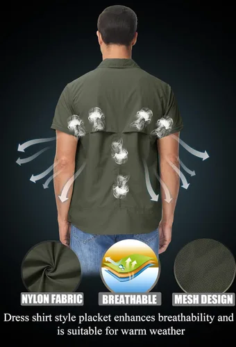 Vista 4 de TACVASEN Camisa de manga larga convertible, transpirable, de secado rápido, con protección UV, para hombre