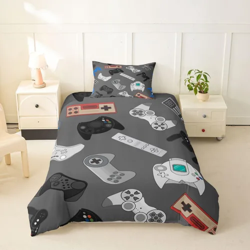 Vista 48 de Erosebridal - Ropa de cama para adolescentes y niños, estampado de control de videojuegos, funda de edredón tamaño individual, 2 piezas con 1 funda