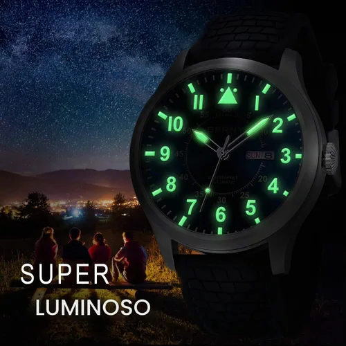 Vista 4 de BERNY Reloj mecánico automático para hombre, reloj de cuerda automática, resistente al agua, cristal de zafiro de 20 ATM, resistente a los arañazos