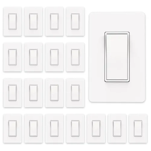 Vista 11 de ThunderWay - Interruptor de luz para decoración de 3 vías con placas de pared, 15 A 120/277 V, interruptores basculantes de pared Decora de tres