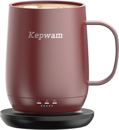 Vista 9 de Kepwam Taza de café autocalentable T2, taza de café con calefacción inteligente de 16 onzas, duración de la batería de 150 minutos, calentador