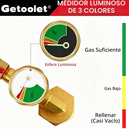 Vista 3 de Adaptador de recarga de propano para tanques de 1 libra, adaptador de codo de recarga de propano con válvula y manómetro, adaptador de propano