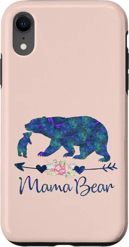 Vista 25 de Teal Blue Purple Floral Mama Bear and One Cub Light Pink Case for iPhone 17