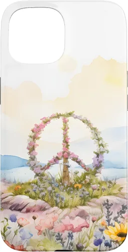 Vista 6 de Floral Peace Sign Watercolor Case for iPhone 17