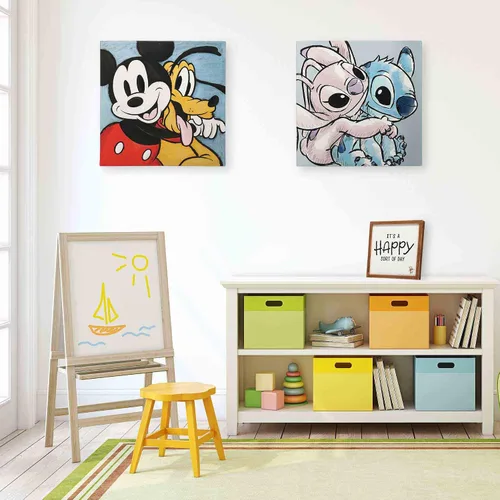 Vista 5 de Open Road Brands Disney Lilo y Stitch con ángel Lienzo envuelto en galería Decoración de pared - Adorable arte de pared de Stitch para decoración