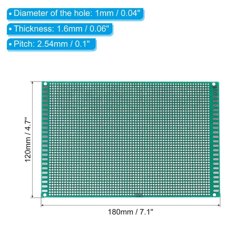 Vista 2 de PATIKIL Placa PCB de doble cara de 7.1 x 4.7 in, 4 piezas de 0.063 in de grosor, placa de circuito PCB FR-4 Perfboard para experimentos electrónicos
