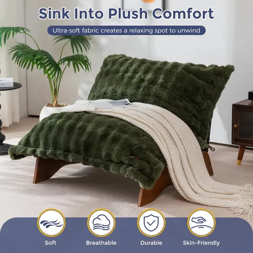 Vista 8 de MAXYOYO Silla ajustable para sala de estar, puf convertible y sillón reclinable con marco, cojín extraíble, tela de burbujas, suave tapizado