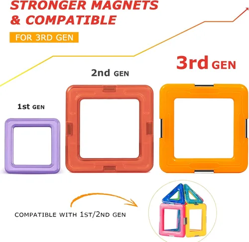 Vista 2 de Coodoo Bloques Magnéticos Mejorados Tough Tiles Juguetes STEM para Niños y Niñas de 3+ Años Aprendizaje Jugando para Niños Pequeños, Compatible