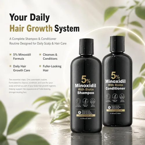 Vista 2 de Grospe 5% Minoxidil Hair Growth Shampoo & Conditioner Set, 300ml x2
