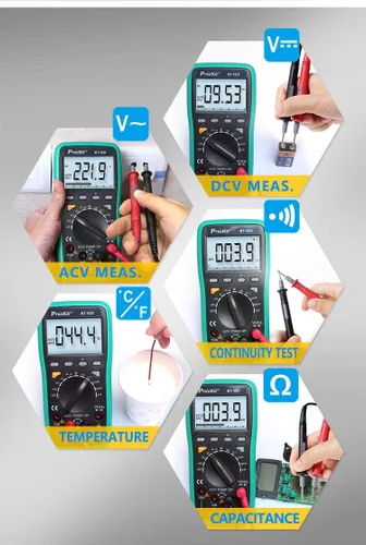Vista 2 de MT-1820 3 5/6 Multímetro digital multifunción de doble pantalla con localizador de medidor de potencia USB Detección manual automática