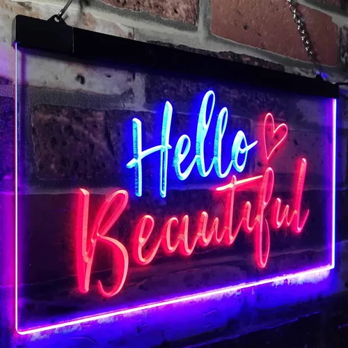 Vista 3 de ADVPRO Hello Beautiful Battling Cancers Support - Letrero de neón LED de doble color, azul y rojo, 12 x 8.5 pulgadas, st6s32-i1177-br azul y Red