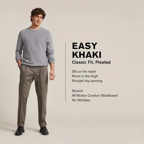 Vista 4 de Dockers Men's Classic Fit Easy Khaki Pants - Pleated (Standard and Big & Tall)