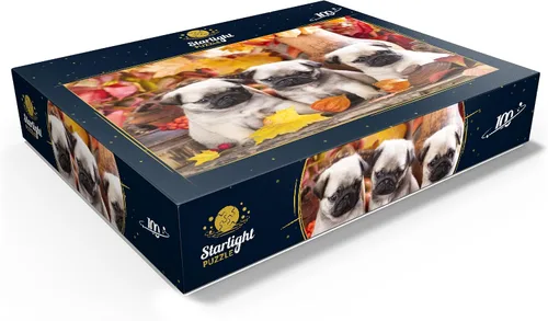 Vista 3 de MyPuzzle Pug Puppies - Rompecabezas prémium de 100 piezas, fabricado en Estados Unidos