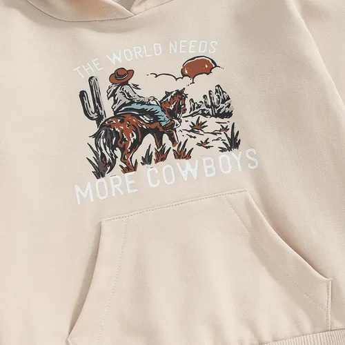 Vista 4 de Sudadera con capucha para niños y bebés, The World Needs More Cowboys