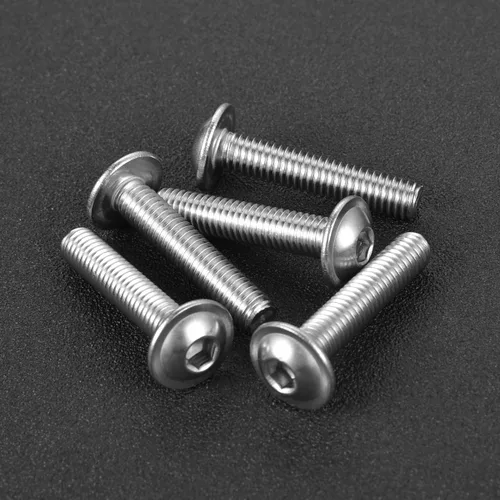 Vista 5 de Tornillos de cabeza de botón con brida M3-0.5 × 6MM 304 Stainlss acero 18-8 totalmente roscados, pernos Allen Socket Drive, 100