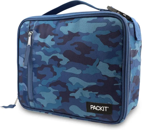 Vista 2 de PackIt Lonchera clásica congelable, camuflaje azul y caja de aperitivos congelable, camuflaje carbón