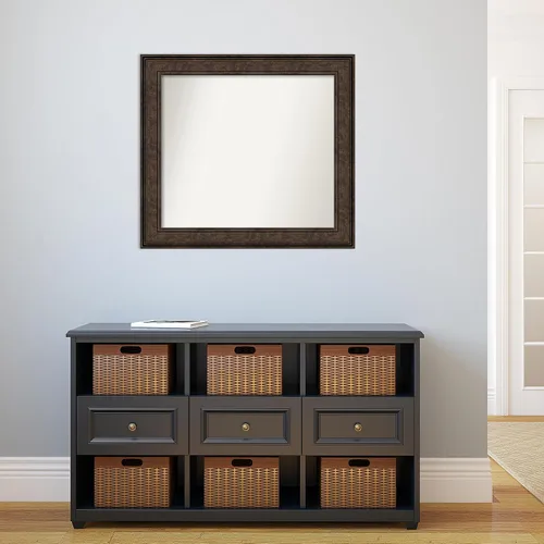 Vista 531 de Amanti Art Espejo de pared personalizado no biselado (25 x 25 pulgadas), marco de bronce acentuado, varios tamaños personalizados, espejo de baño