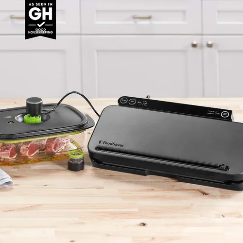 Vista 7 de Máquina Selladora al Vacío FoodSaver con 4 Ajustes Incluyendo Pulso y Marinado con Bolsas Selladoras y Rollo, Selladora al Vacío Portátil