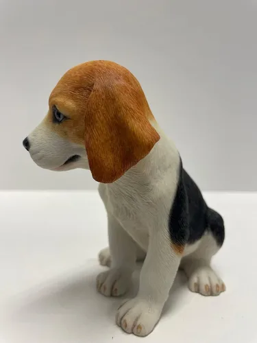 Vista 4 de Figura decorativa Beagle de 4.25 pulgadas, color marrón y blanco