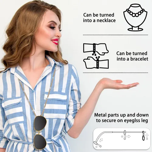 Vista 5 de CIOKOL Cadena multifuncional para gafas elegante soporte para gafas, collar y cordón para máscara para mujeres de moda