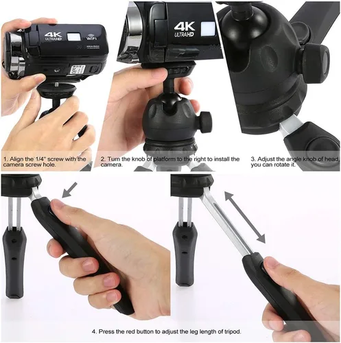 Vista 4 de Andoer H20 Mini trípode de mesa portátil plegable para cámara de teléfono con cabeza de bola extraíble con tornillo de 1/4 pulgadas
