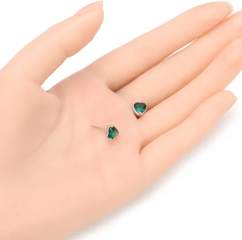 Vista 4 de 1 Pair Adabele Authentic Sterling Silver Heart Birthstone Stud Earrings 6mm 0.84 Carat Cubic Zirconia Diamond Gemstone Hypoallergenic Nickel Free