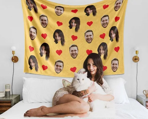 Vista 11 de Manta personalizada de fotos y textos para bebés, niños y adultos. Manta facial de forro polar personalizada, regalos personalizados para perros